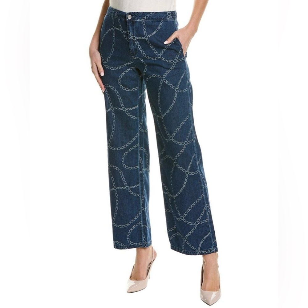 J.McLaughlin Women’s Everly Bashford Chain Wide Leg Jean‎ Blue Trouser Style 4
